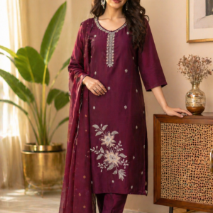 Royal Plum Beaded Kurta Set